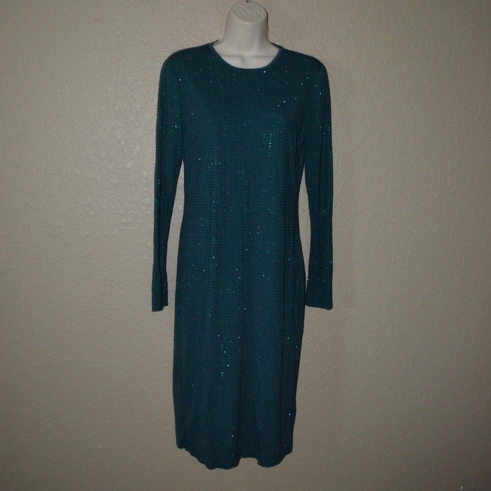 NWT $475 Sz S Saintart Green Shelia Long Sleeve Embelished Dress= HOLIDA…